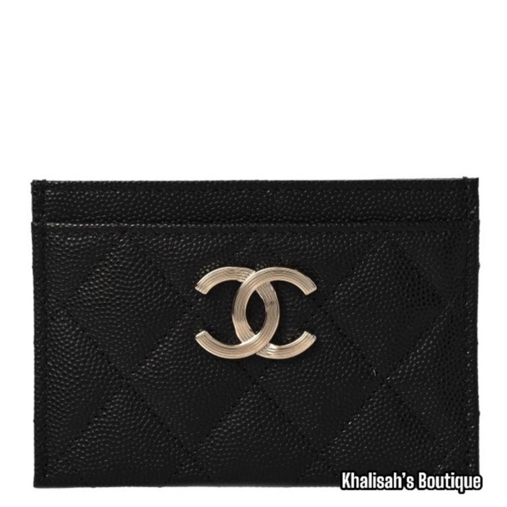 BNIB NWT Rare!! Authentic Chanel CAVIAR Grained Calfskin & Gold-Tone Metal Black